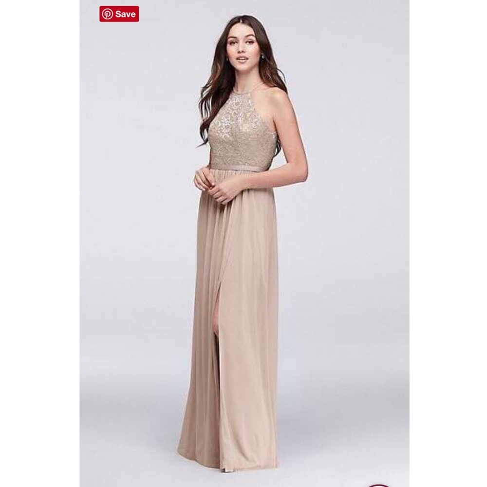 Open Back Lace and Mesh Bridesmaid / Prom Dress